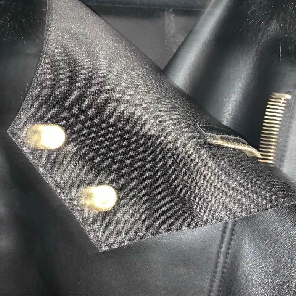 Kimchi Blue Faux Leather Black Jacket with Faux Fur Neck - Picture 7 of 12